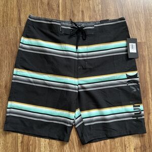 Hurley Board Shorts Serape Stripes Black Green Swim Men's Size 32